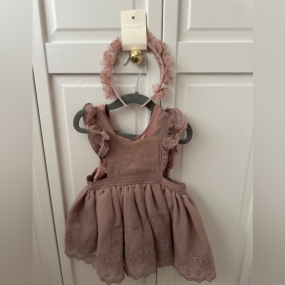Girls' Dusty Rose Ruffle Strap Formal Dress - Picture 4 of 9